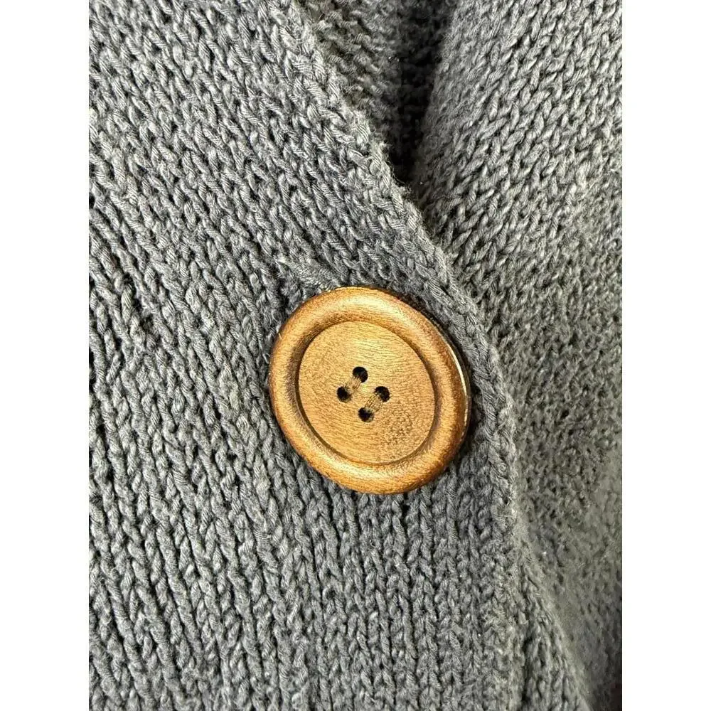 J.Crew Navy 100% Cotton Ribbed Wooden Button Cardigan - Size - Small